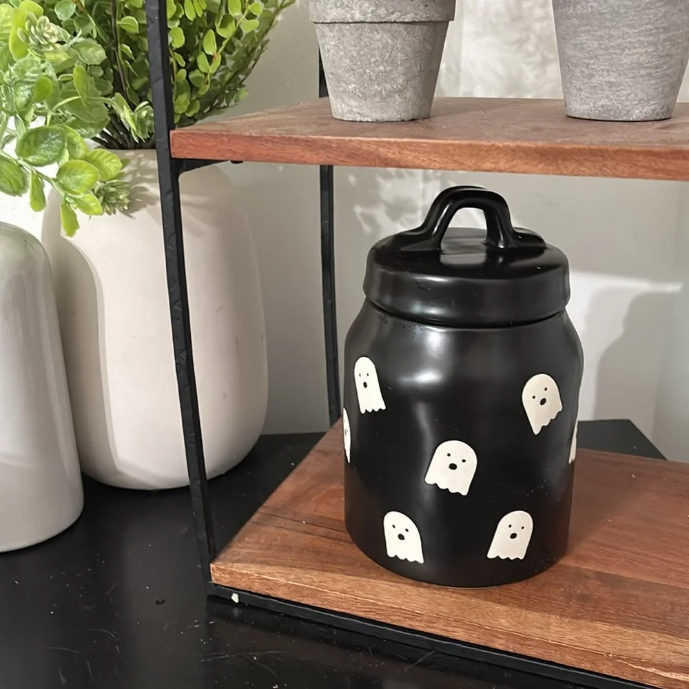 NWT Rae Dunn Black Halloween Boo Jar